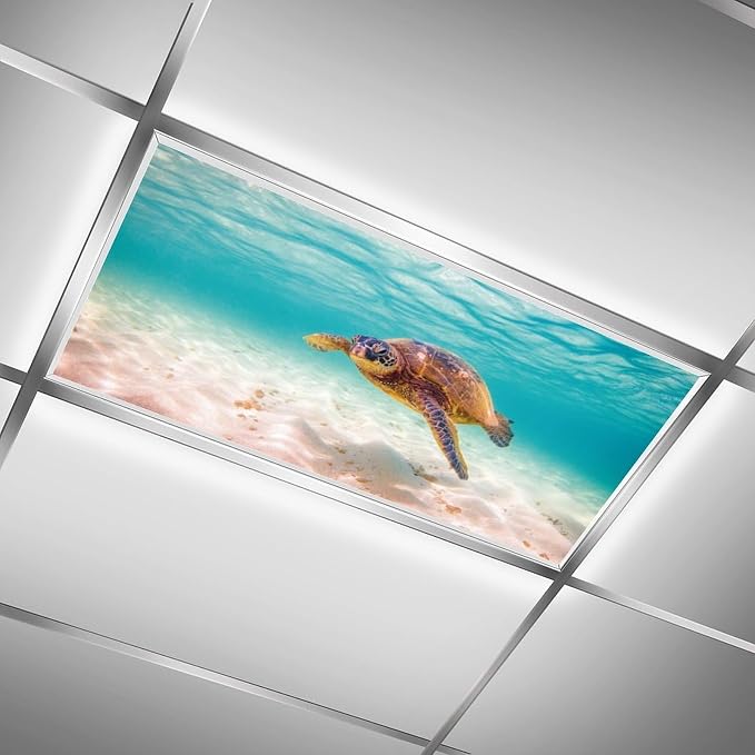 2 Pack Fluorescent Light Covers 4 X 2 Feet Sea Turtle Magnetic Light Cover - Image 2