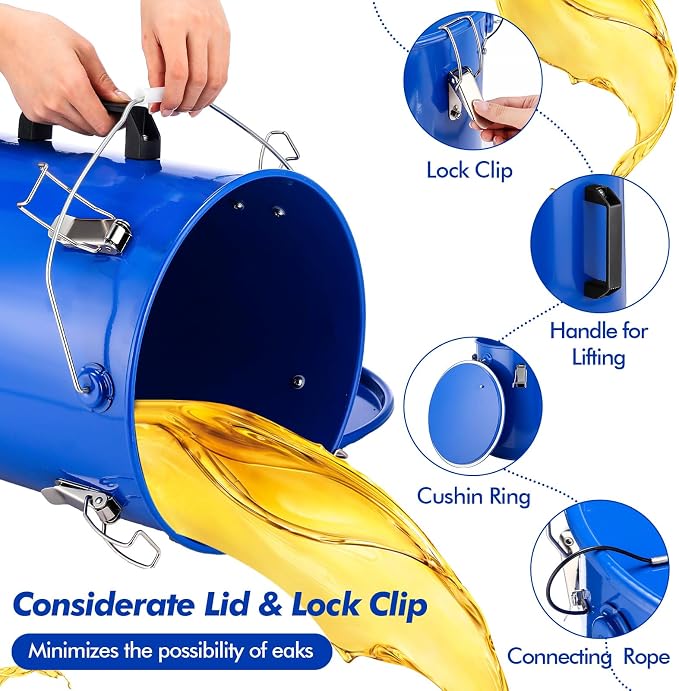 6 Gal Fryer Grease Bucket Fryer Oil Transport Bucket - Image 2