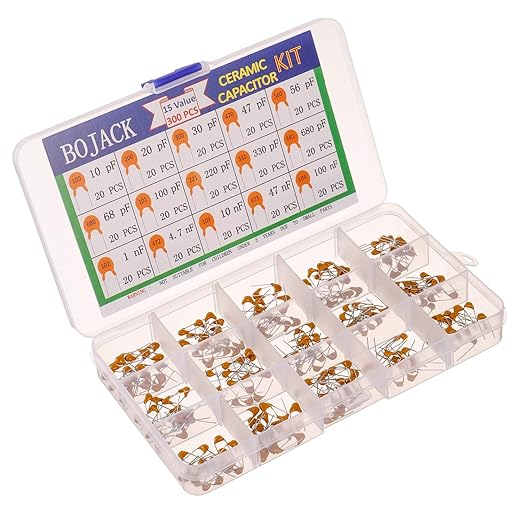 BOJACK 15 Values 300 Pcs Ceramic Capacitor 10 20 30 47 56 68 100 220 330 680 pF by BOJACK