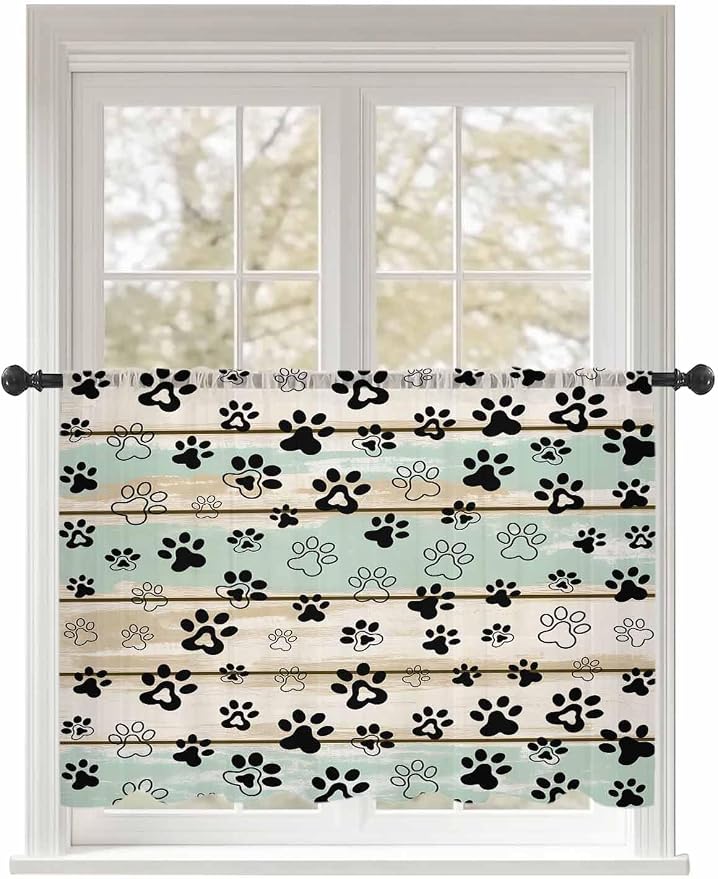 Sheer Curtains 54 Inch Length, Sage Green Beige Farmhouse Semi Sheer Curtains by Unknown