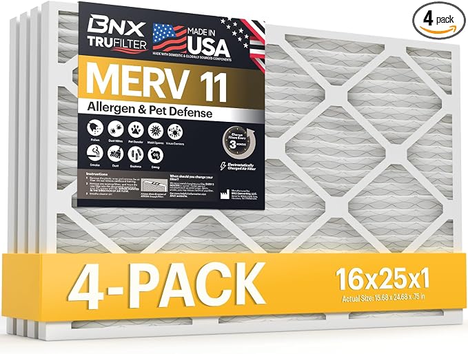 BNX TruFilter 16x25x1 Air Filter MERV 11 by BNX