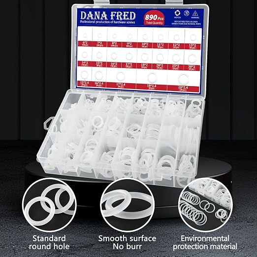 890pcs White O-Rings Assortment Kit, OD:6-20mm White Plastic Rubber O Ring - Image 3