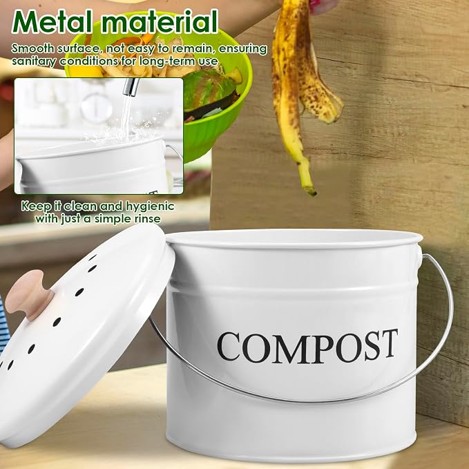 Kitchen Compost Bin 0.8 Gallon Metal Countertop Compost Bin - Image 7