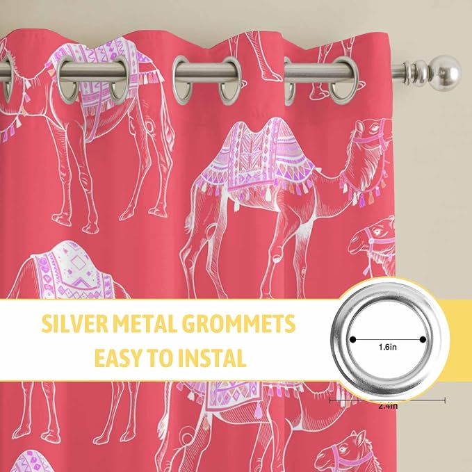 2 Panel Kitchen Cafe Curtains, Desert Camel Sunlight Filtering Nature Air - Image 7