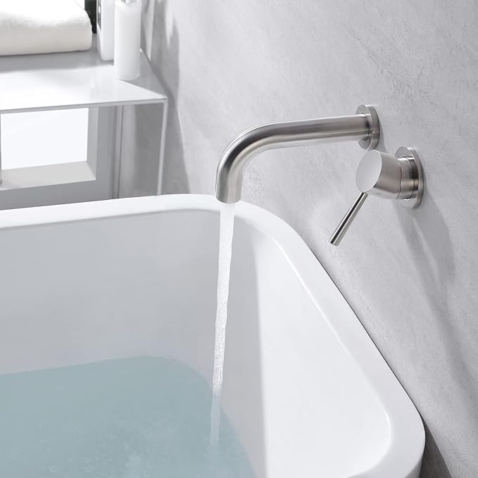 SUMERAIN Tub Faucet Brushed Nickel Wall Mount Bathtub Faucet Single Handle with Rough-in Valve