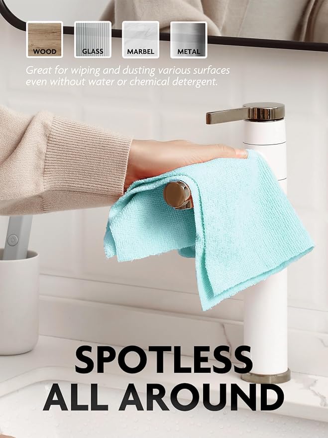 Fantasticlean Microfiber Cleaning Cloth Roll -75 Pack, Tear Away Microfiber Towels, 12" x 12", Reusable, Washable, Scratch Free, Ultra Absorbent Dishcloth for Home Supplies, Car, Pet, Kitchen (Blue)