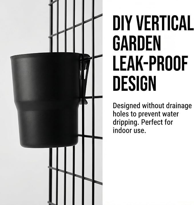 Kaforise15-Piece Wire Grid Panel Accessories Set, 10 Black Hanging Cups and 5 - Image 9