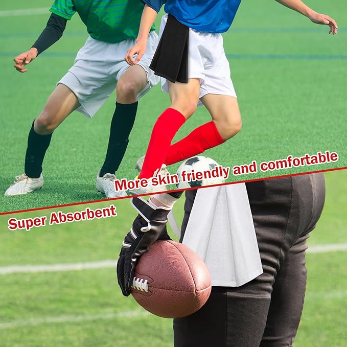 Shimeyao 3 Pcs Cotton Sports Football Towel with Closure Pitching Football Sweat Towel for Sports Gym Men Women Accessories(Black, Red, and White, Various)