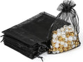 Hopttreely 100pcs Organza Bags, Black 4''x4.72''(10x12cm) Satin Drawstring Organza Pouch Wedding Party Favor Gift Bag Jewelry Watch Bags
