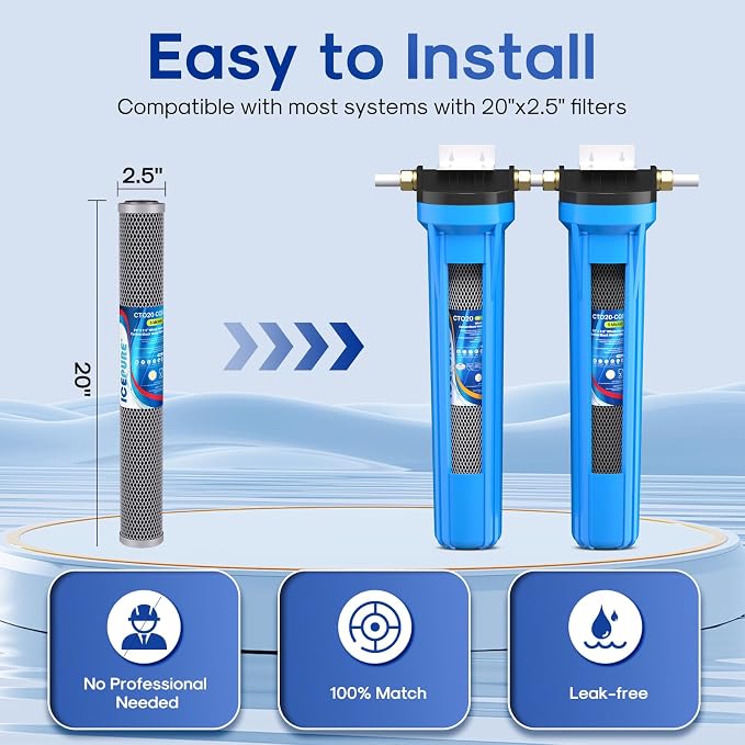 ICEPURE 2.5"x 20" Whole House Carbon Sediment Water Filter High Capacity Combo - Image 6