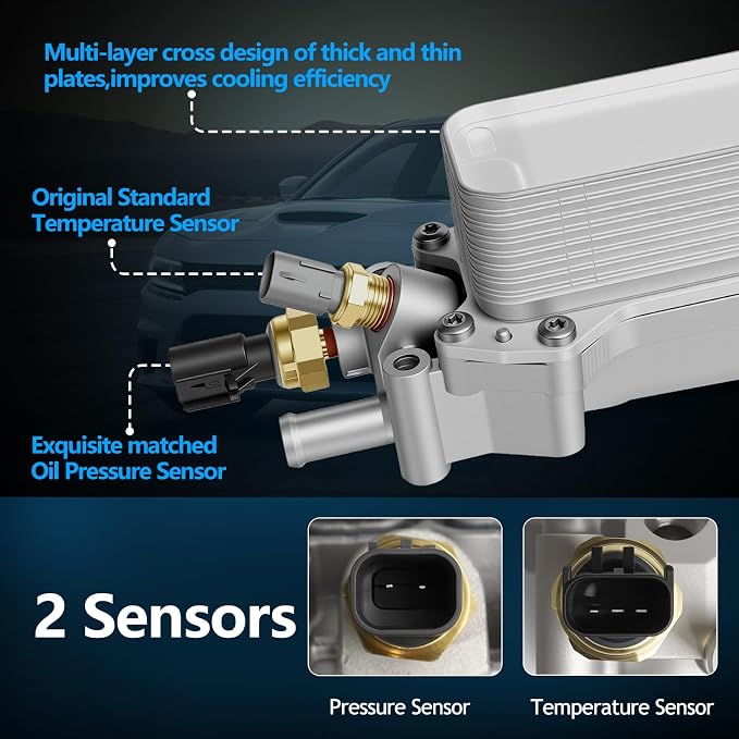 Aluminum Oil Filter Housing Engine Oil Cooler Compatible - Image 2