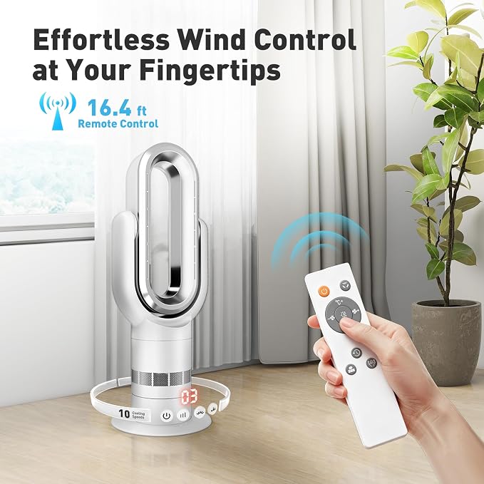 QG660 Bladeless Tower Fan and Heater Combo, 71° Oscillation & 180° Tilt - Image 7
