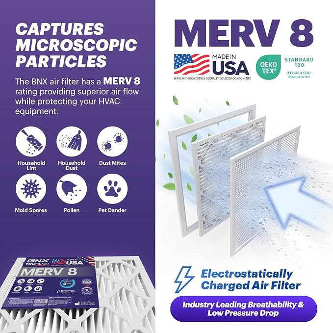 BNX TruFilter 14x24x1 Air Filter MERV 8 - Image 3