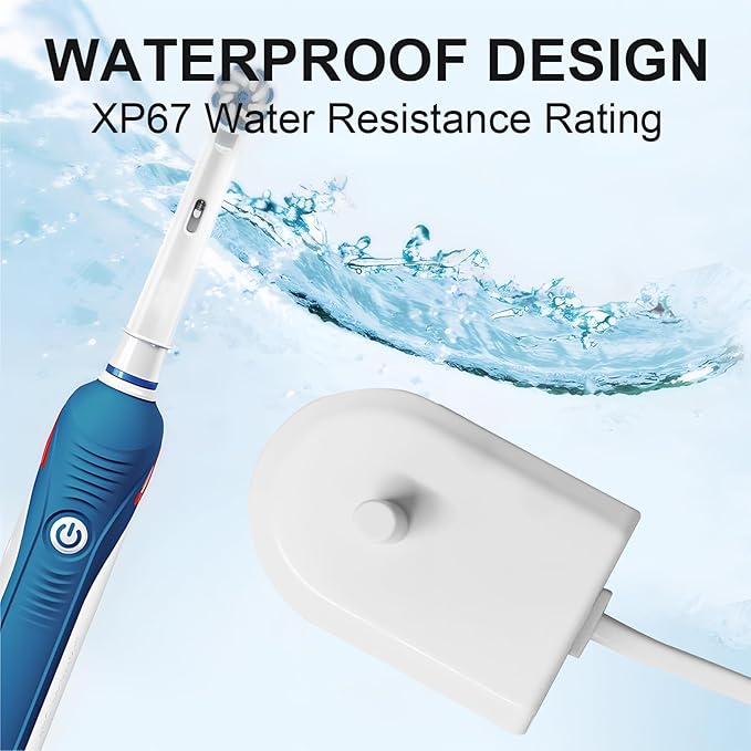 Charger Base Replacement for Philips Sonicare Electric Toothbrush 4100 5100 6100 6500 7500, HX6100 HX6240 HX6240-05 HX6250 HX6530 HX6610 HX6730 HX684a HX686p, Waterproof Power Cord