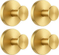 BKV Suction Cup Hooks for Glass Window,Removable Shower Hooks for Inside Shower,Metal Towel Hooks for Bathrooms,4 Pack(Gold)