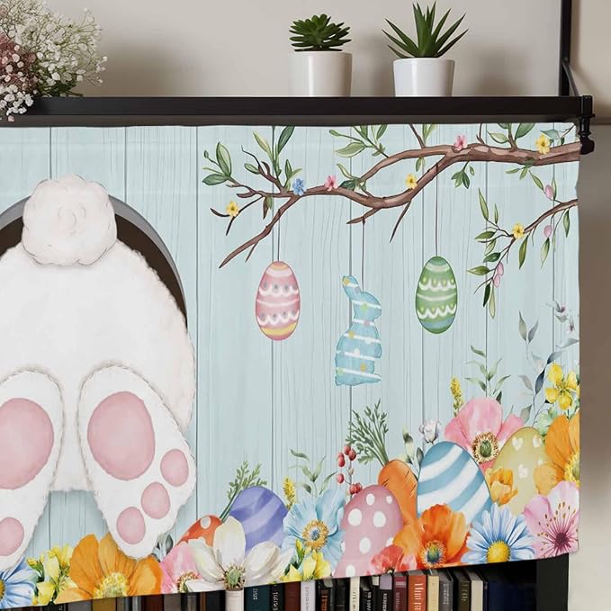 Easter Bunny Curtain Valances for Windows, Kitchen Valance Window Treatment - Image 7