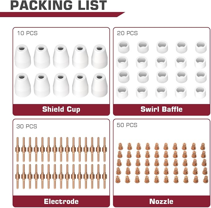ARCCAPTAIN 110PCS PT31 Plasma Cutting Consumables Fit CUT-45 CUT-50 CT-312 - Image 2
