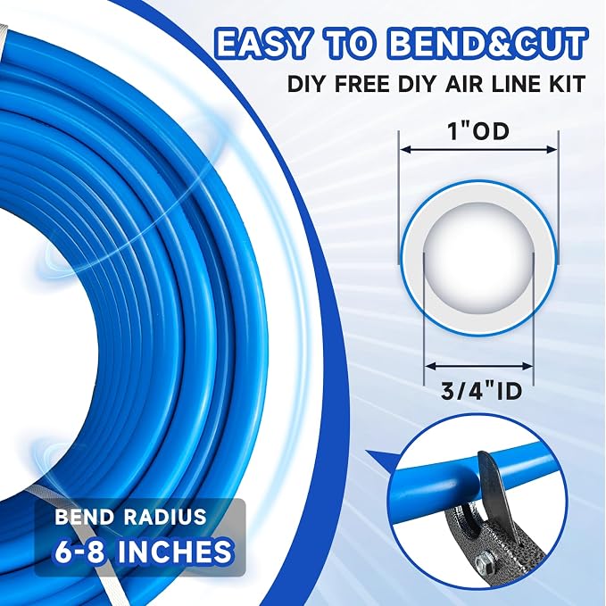 Compressed Air Line Kit, 3/4" x 50' 120’&200'&300' HDPE-Aluminum-HDPE Piping - Image 3