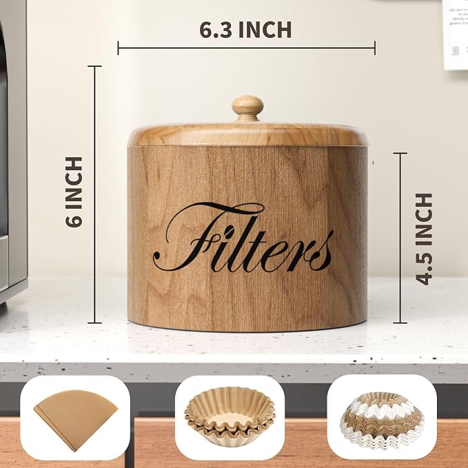 Coffee Filter Holder, Wooden Coffee Filter Storage - Image 2