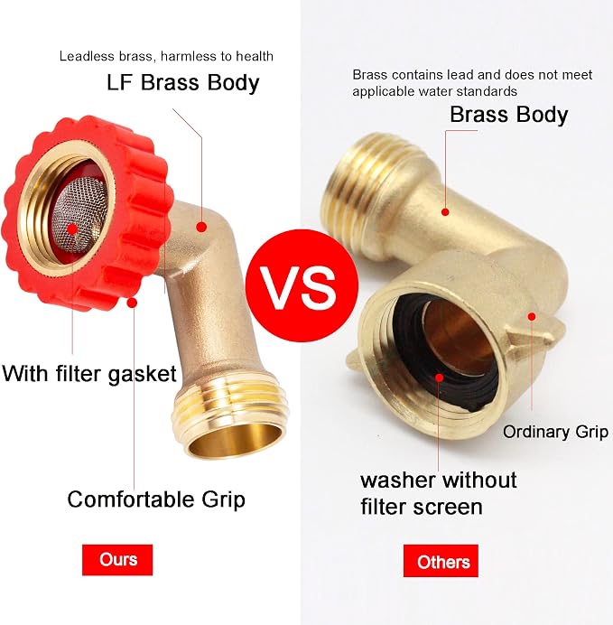 Lead-Free Brass 90 Degree Hose Saver, 90°Hose Elbow Fitting Quick Swivel - Image 5