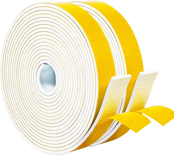 Yotache White Foam Seal Strips Tape 1" X1/8", High Density Closed Cell Foam by yotache