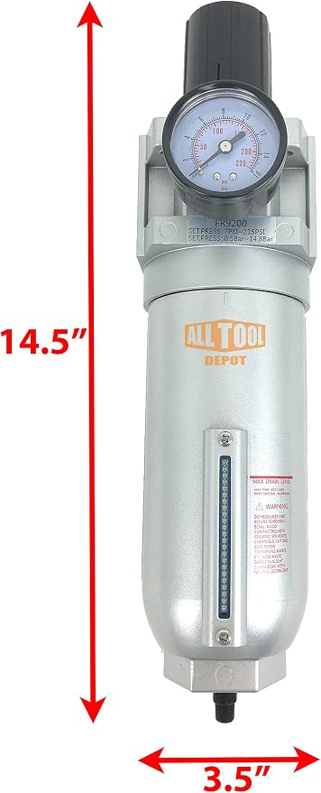 3/4" NPT SUPER DUTY Compressed Air In Line Filter Regulator Combo Piggyback - Image 2