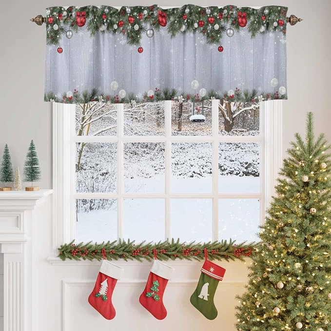 Christmas Curtain Valances for Windows, Kitchen Valance Window Treatment - Image 4