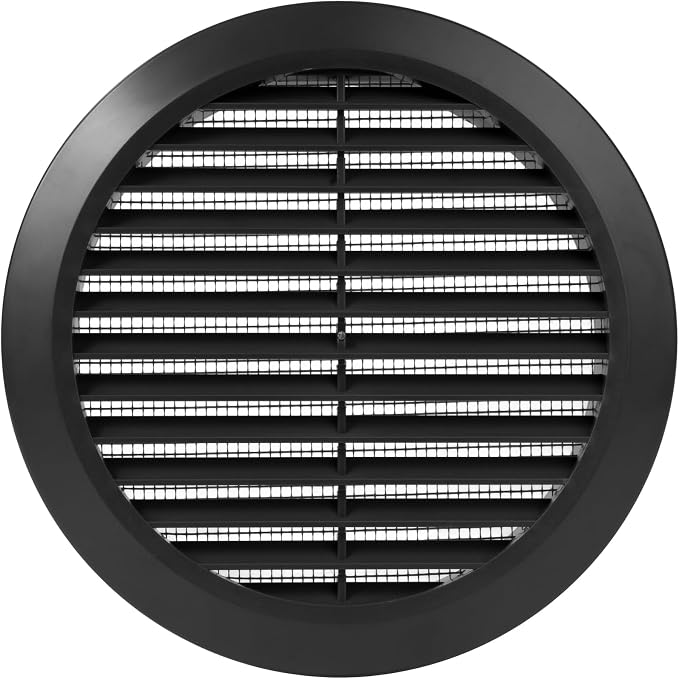 Black 6" Inch Round Ventilation Grille by Unknown