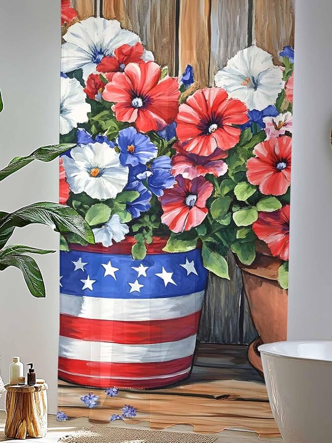 Sheer Curtains 84 Inches Long, Retro Independence Day Flag Wood Grain Privacy - Image 4