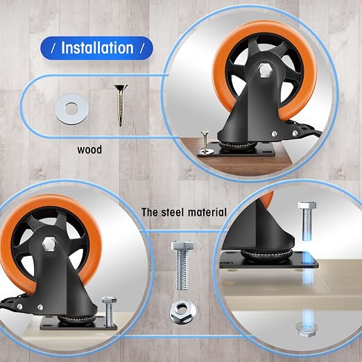 5" Swivel Plate Casters, 1400Lbs Capacity - Image 3