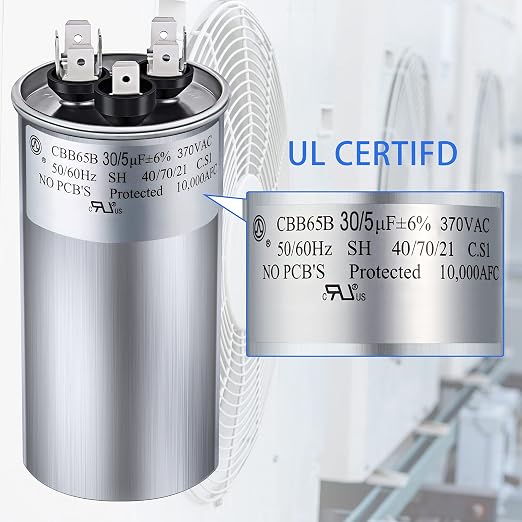 30/5 MFD uF 370/440V CBB65 Dual Run Round Capacitor - Image 3