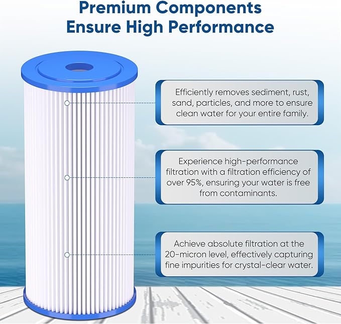 PUREPLUS 20 Micron 10" x 4.5" Whole House Pleated Sediment Filter - Image 5