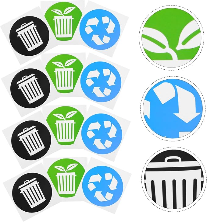 Artibetter 12PCS Self-Adhesive Trash Recycling Stickers - Image 8