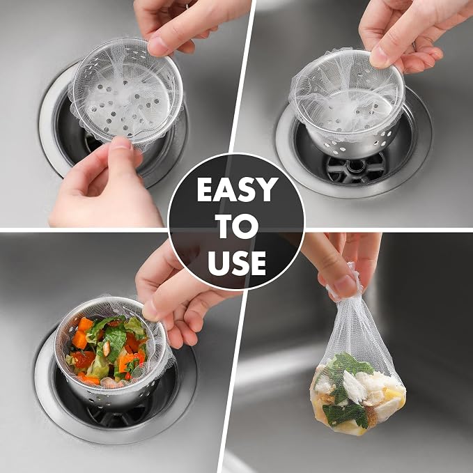 400 Pack Kitchen Sink Strainer Mesh Bag, Anti-Clogging Disposable Sink Drain - Image 6