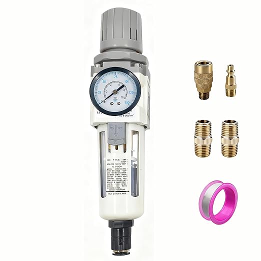 XingNEeng 3/8" NPT Compressed Air Filter Regulator Combo Piggyback, Water/Oil by Unknown