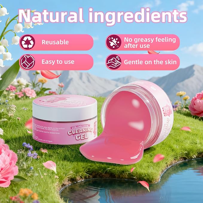 2 Pack Car Cleaning Gel Reusable Auto Slime Cleaner, Rose Scent Dust Cleaning - Image 7