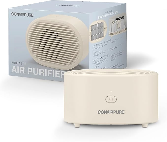 Conair Portable Small Air Purifier, Rechargeable Corded/Cordless, HEPA Air by conair