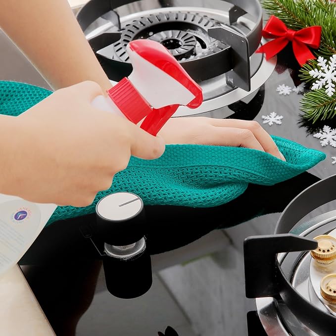 Homaxy 100% Cotton Waffle Weave Kitchen Dish Towels, Ultra Soft Absorbent Quick Drying Cleaning Towel, 13 x 28 Inches, 4-Pack, Teal