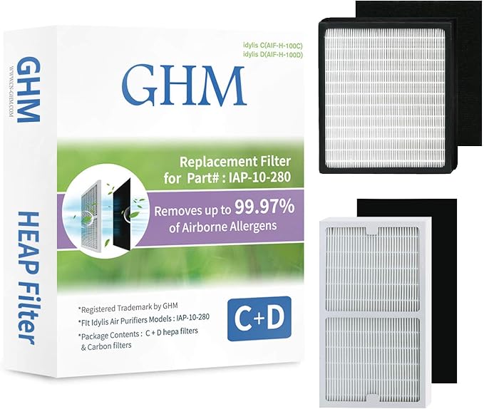 FilledwithLove Replacement idylis IAP-10-280 Hepa Filters, Compatible Idylis by GHM