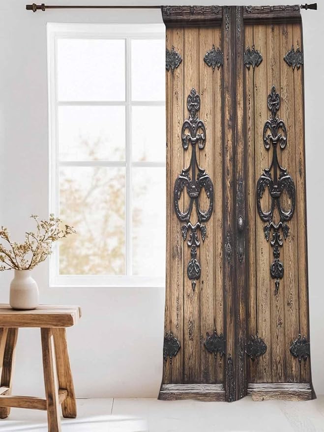 Sheer Curtains 108 Inches Long, Barn Door Semi Sheer Curtains Light Filtering - Image 3