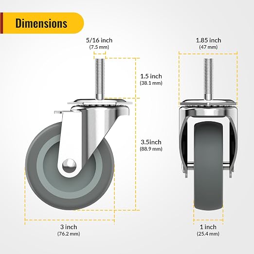 HOLKIE Caster Wheels 3 inch - Image 2