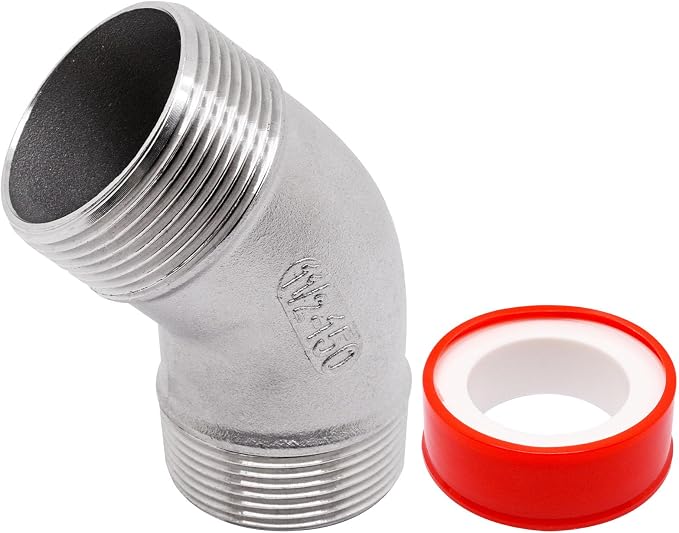 45 Degree Elbow 1PCS, 1-1/2" NPT Male X 1-1/2" NPT Male 304 Stainless Steel by SSYDIEN