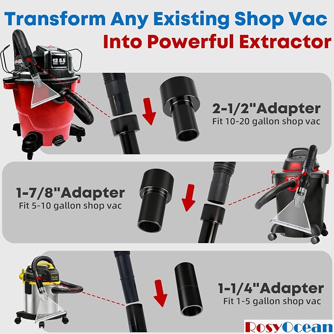 Compatible with All Shop Vacs Extractor Attachment with 2-1/2" & 1-7/8" & - Image 2