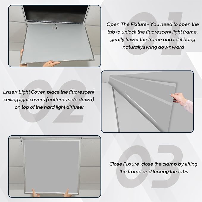 Amylove 4 Pcs Fluorescent Light Covers Classroom Ceiling Panels Light Filters - Image 5