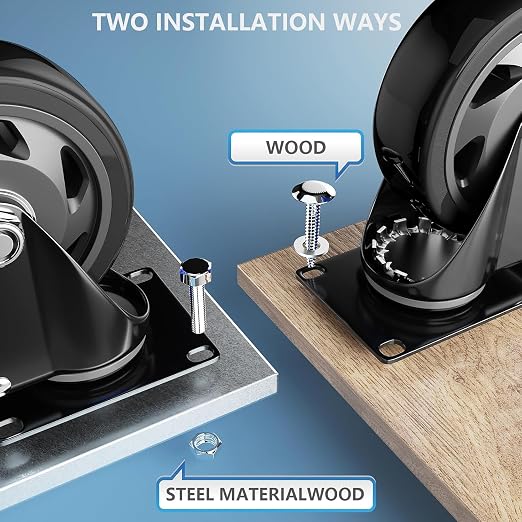 3 Inch Casters Set of 4 Heavy Duty, Caster Wheels - Image 4