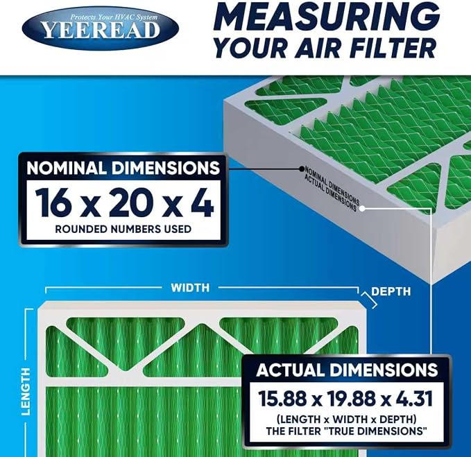 16x20x4 MERV 13 Air Filters, Actual Size: 15.88” x 19.88” x 4.31”, Pleated - Image 2