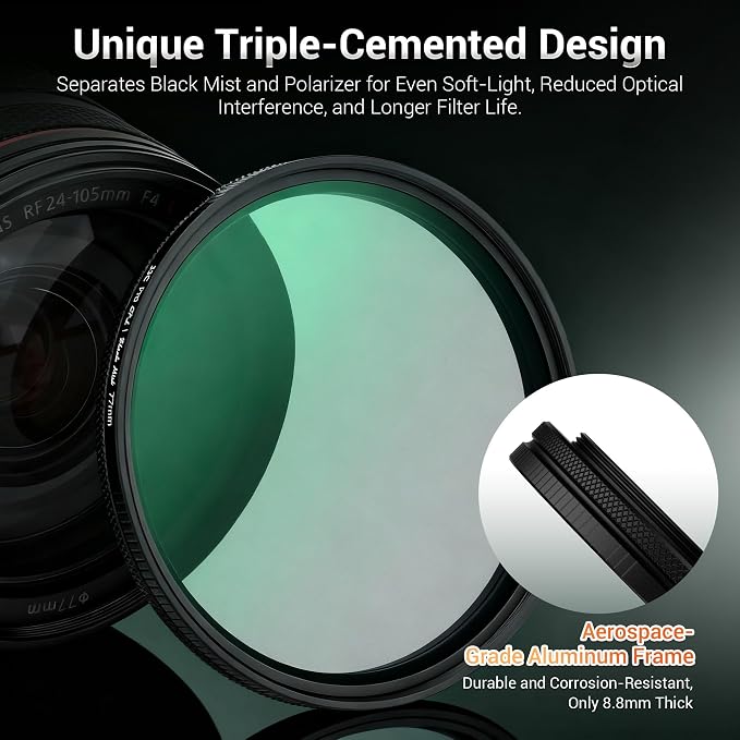 49mm 2 in 1 1/4 Black Mist & Reflectivity CPL Filter - Image 9