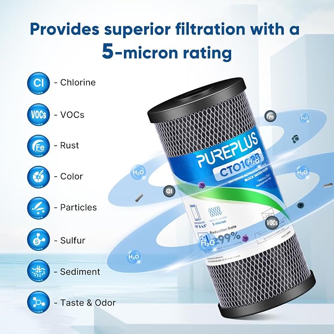 PUREPLUS 5 Micron 10"x4.5" Whole House Water Filter Replacement Bundle 3 Pack – - Image 7