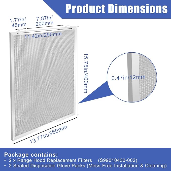S99010430-002 Range Hood Filter 15-3/4" x 13-7/8" x 3/8"4512880 Compatible - Image 3