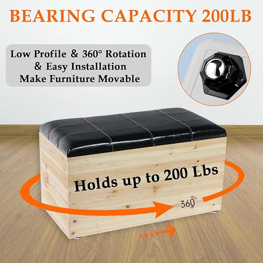 4Pcs Ball Bearing Rollers, 360º Rotation Universal Ball Casters, 200Lbs Self - Image 3